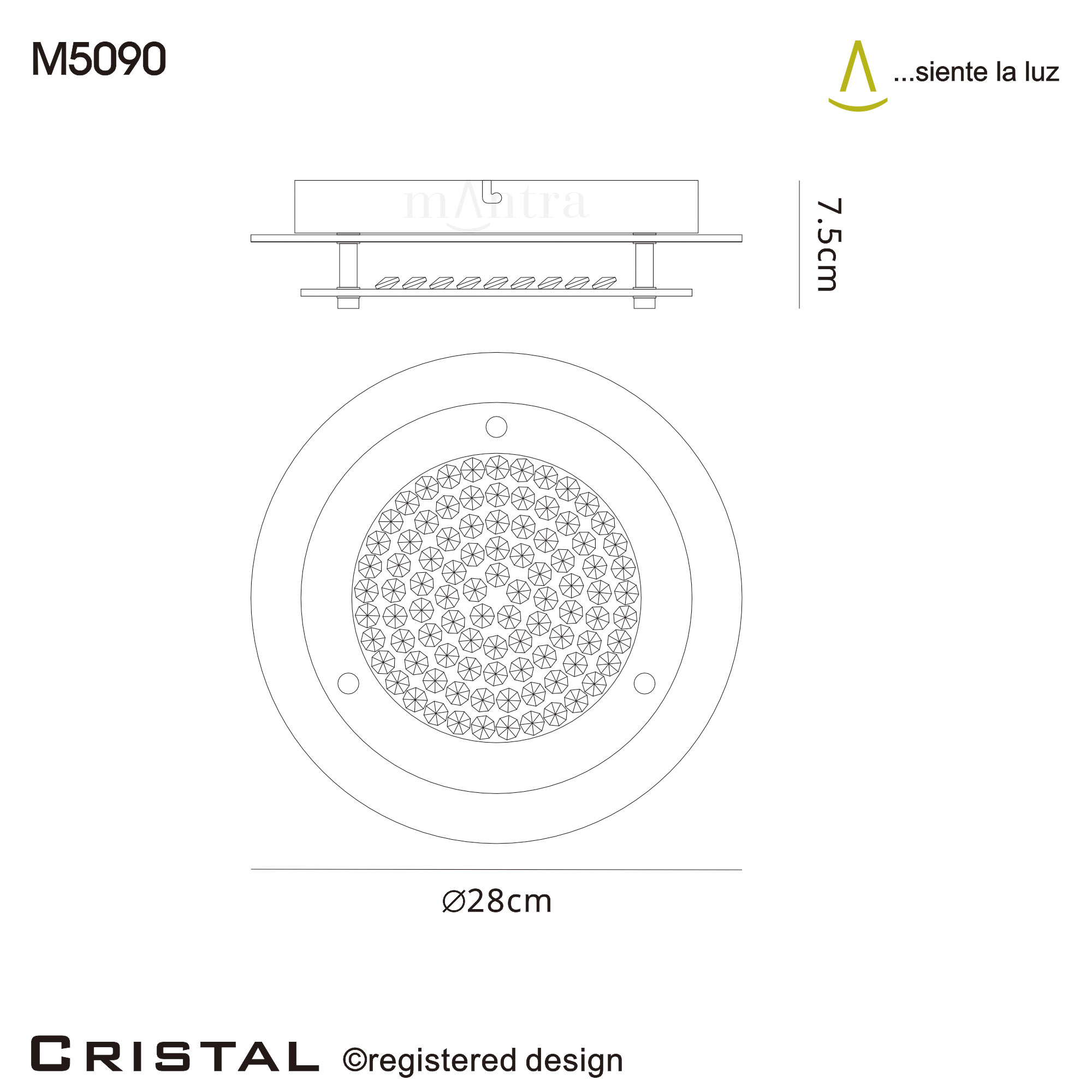 M5090  Crystal Flush Light 12W LED
